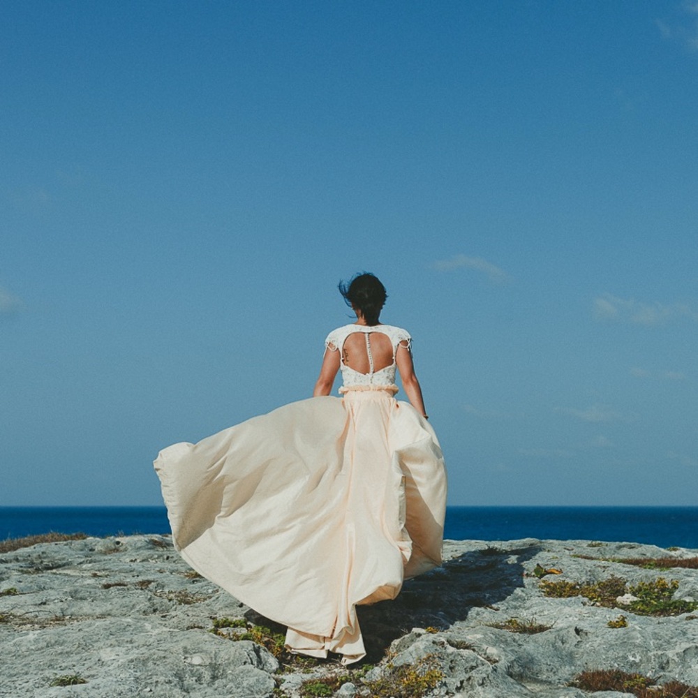 High-Waisted Paperbag Wedding Gown Skirt with Pockets